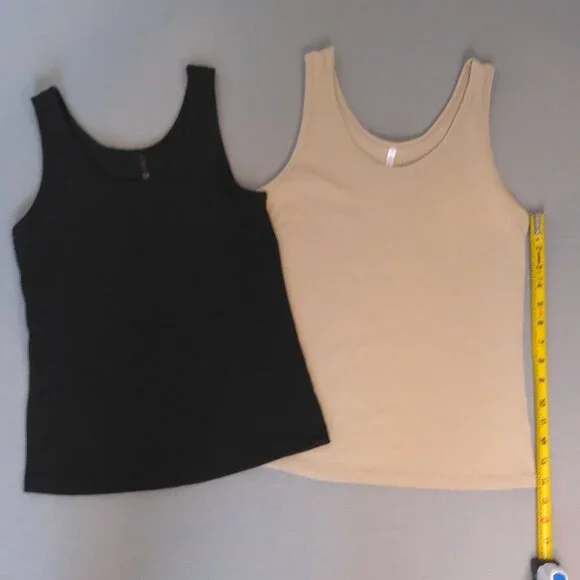 JW STYLE WOMEN'S BASIC TANK TOPS, BOTH SIZE-SMALL, 1/BLACK, 1/TAN - Picture 4 of 4